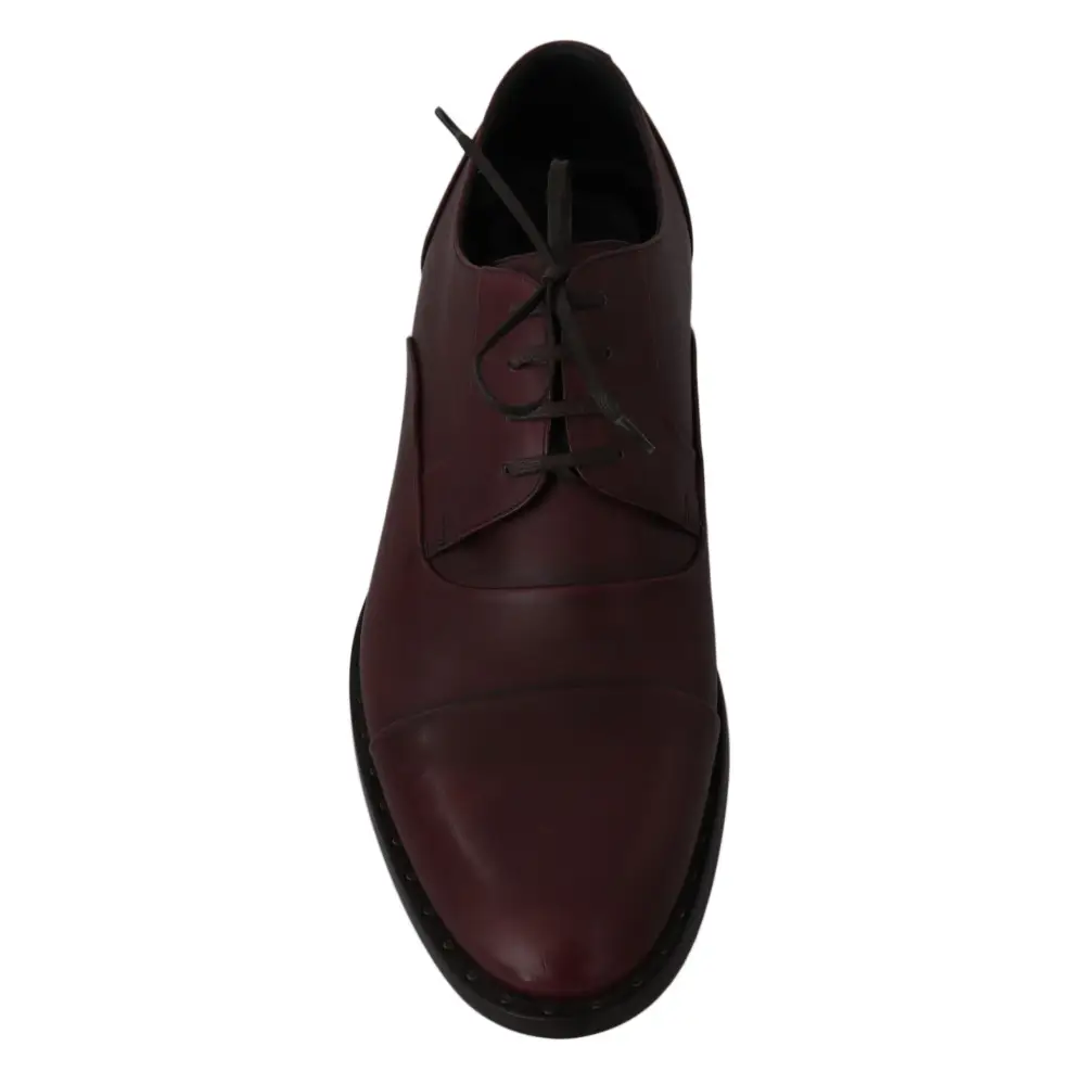 Dolce & Gabbana Rote Bordeaux Leder Derby Formelle Schuhe - EU40/US7