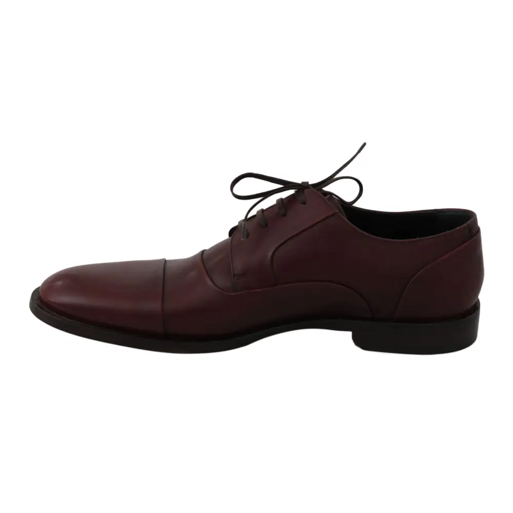 Dolce & Gabbana Rote Bordeaux Leder Derby Formelle Schuhe - EU40/US7