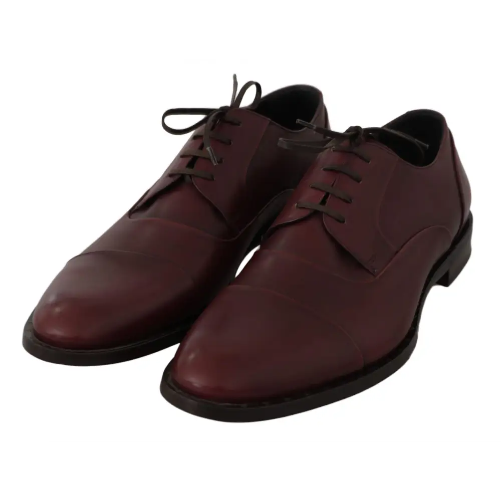 Dolce & Gabbana Rote Bordeaux Leder Derby Formelle Schuhe - EU40/US7