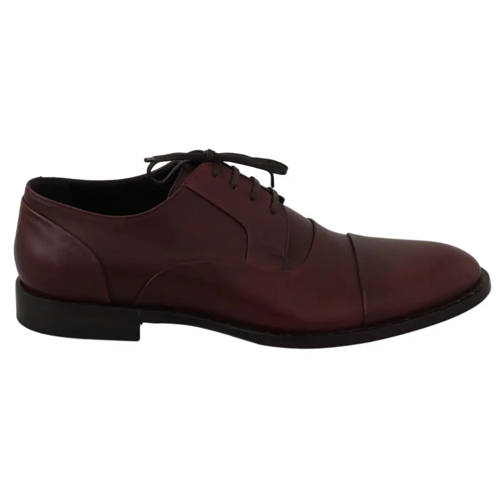 Dolce & Gabbana Rote Bordeaux Leder Derby Formelle Schuhe - EU40/US7
