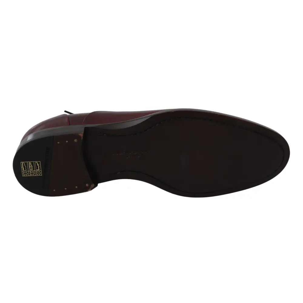 Dolce & Gabbana Rote Bordeaux Leder Derby Formelle Schuhe - EU40/US7