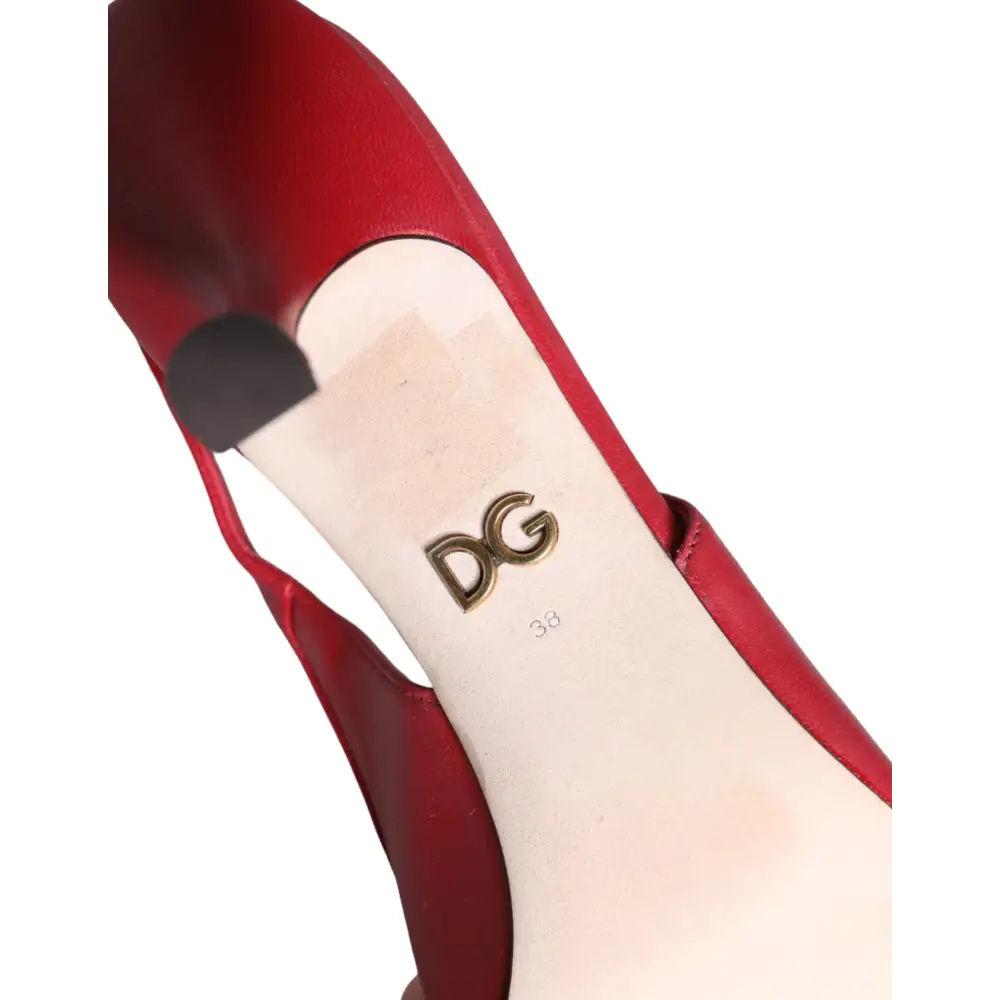 Dolce & Gabbana Rote Devotion Leder Heels Slingback Schuhe