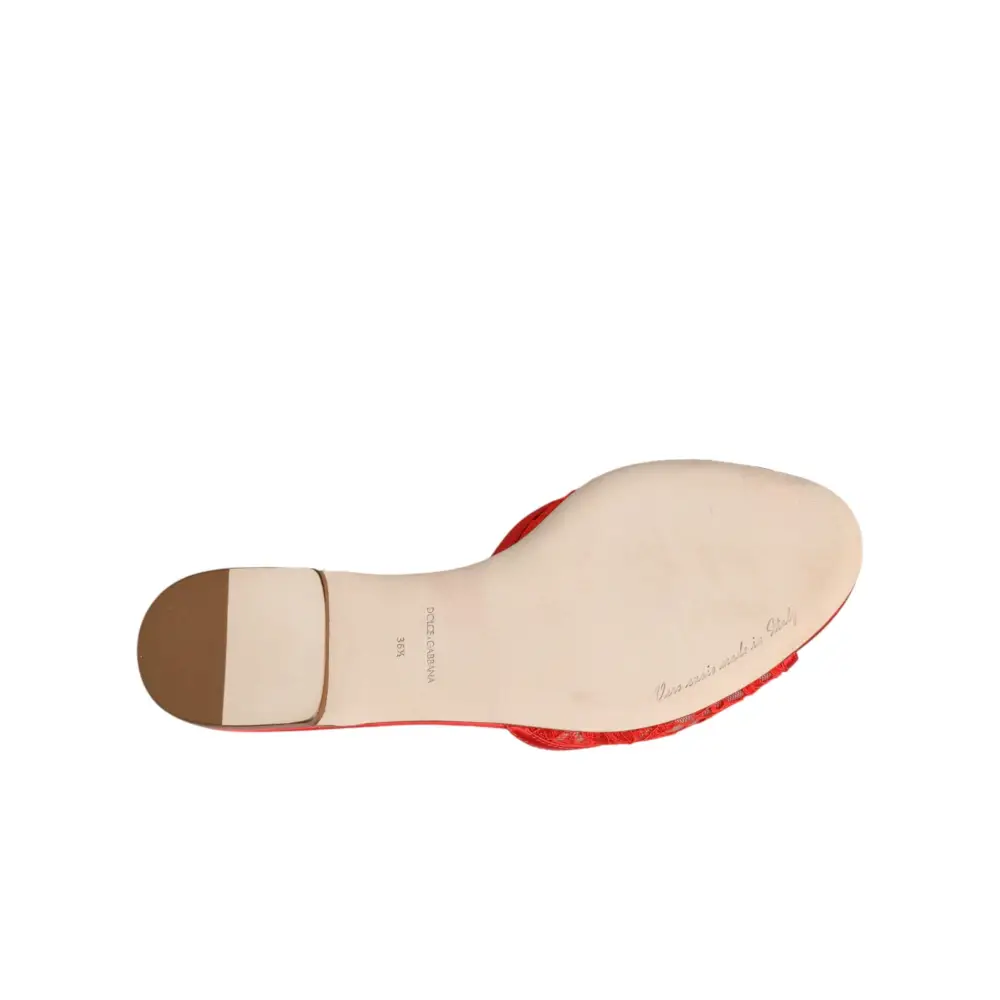Dolce & Gabbana Rote Devotion Spitzenschuhe Slip-On Sandalen