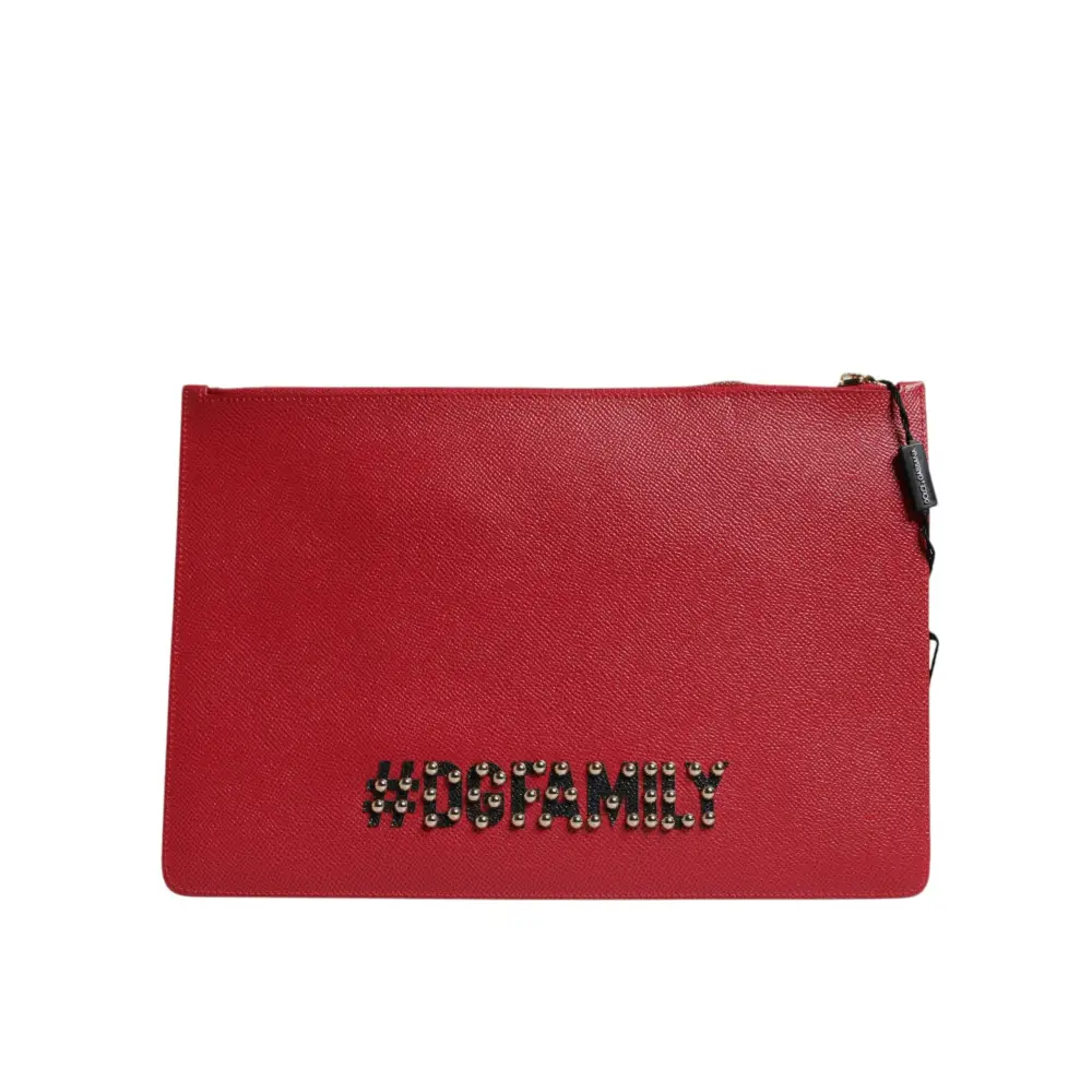 Dolce & Gabbana Rote #DGFamily verschönerte Leder Clutch Tasche