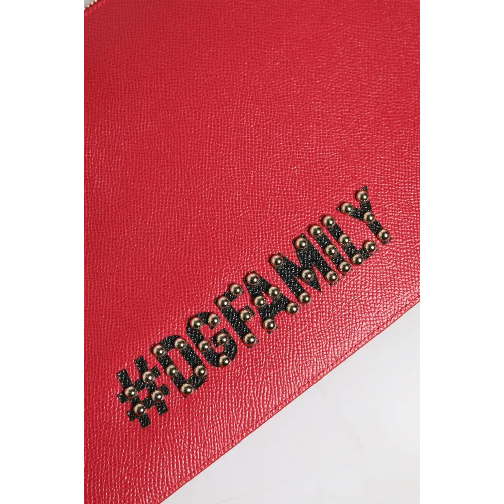 Dolce & Gabbana Rote #DGFamily verschönerte Leder Clutch Tasche