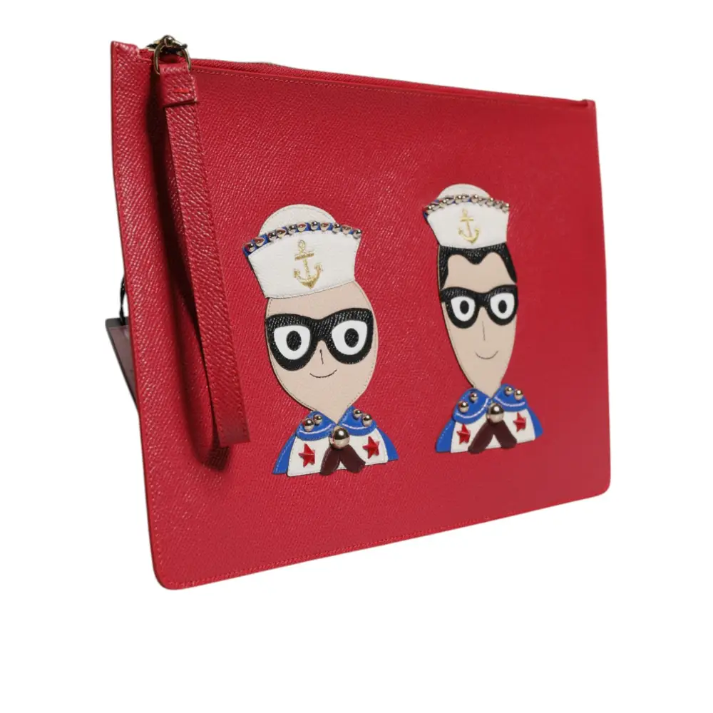 Dolce & Gabbana Rote #DGFamily verschönerte Leder Clutch Tasche