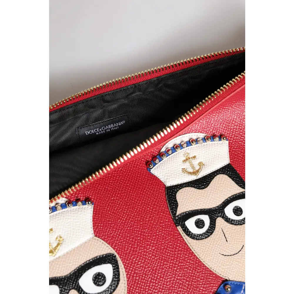 Dolce & Gabbana Rote #DGFamily verschönerte Leder Clutch Tasche