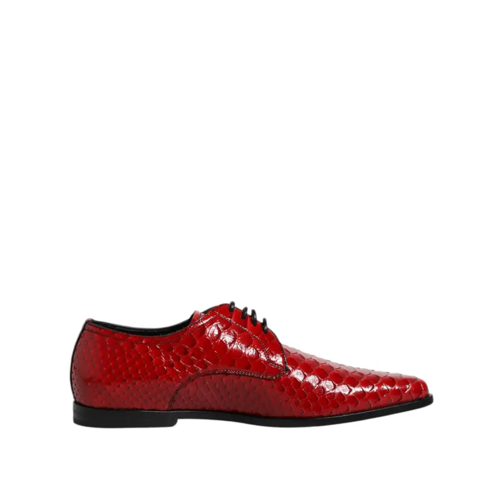 Dolce & Gabbana Rote Exotische Leder Schnürschuhe Dress Derby Schuhe