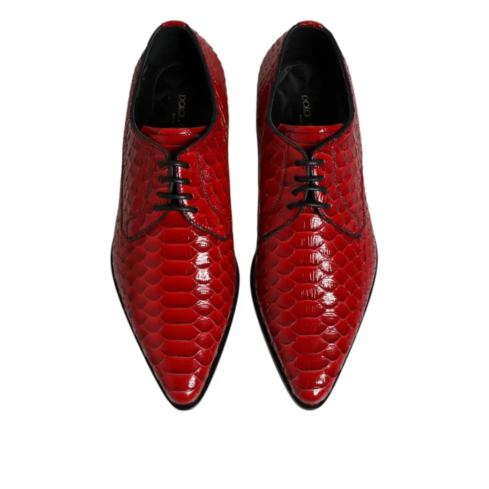 Dolce & Gabbana Rote Exotische Leder Schnürschuhe Dress Derby Schuhe
