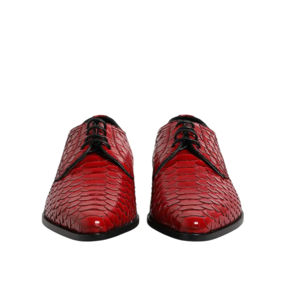 Dolce & Gabbana Rote Exotische Leder Schnürschuhe Dress Derby Schuhe