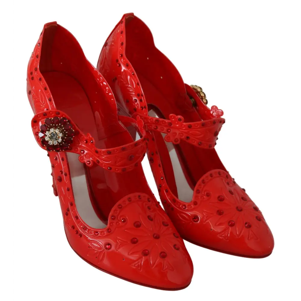 Dolce & Gabbana Rote florale Kristall CINDERELLA Heels Schuhe - EU40/US9.5