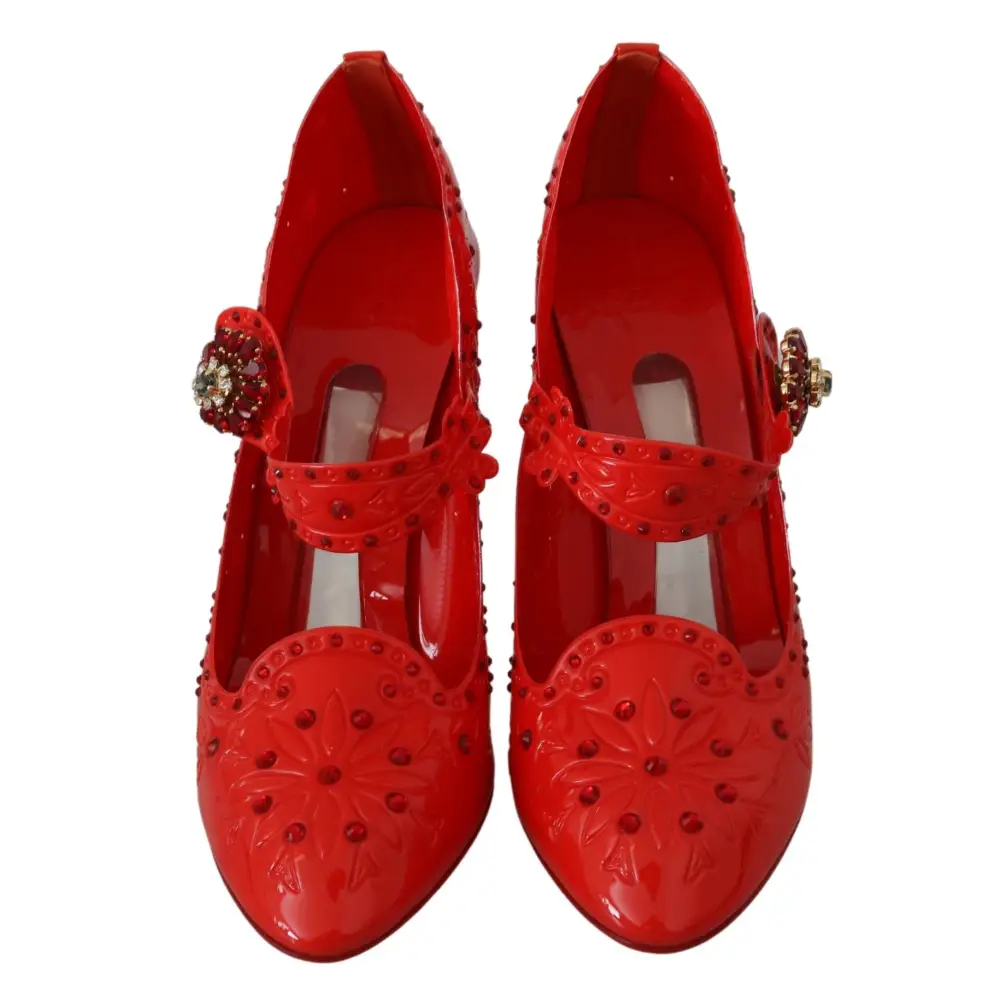 Dolce & Gabbana Rote florale Kristall CINDERELLA Heels Schuhe - EU40/US9.5