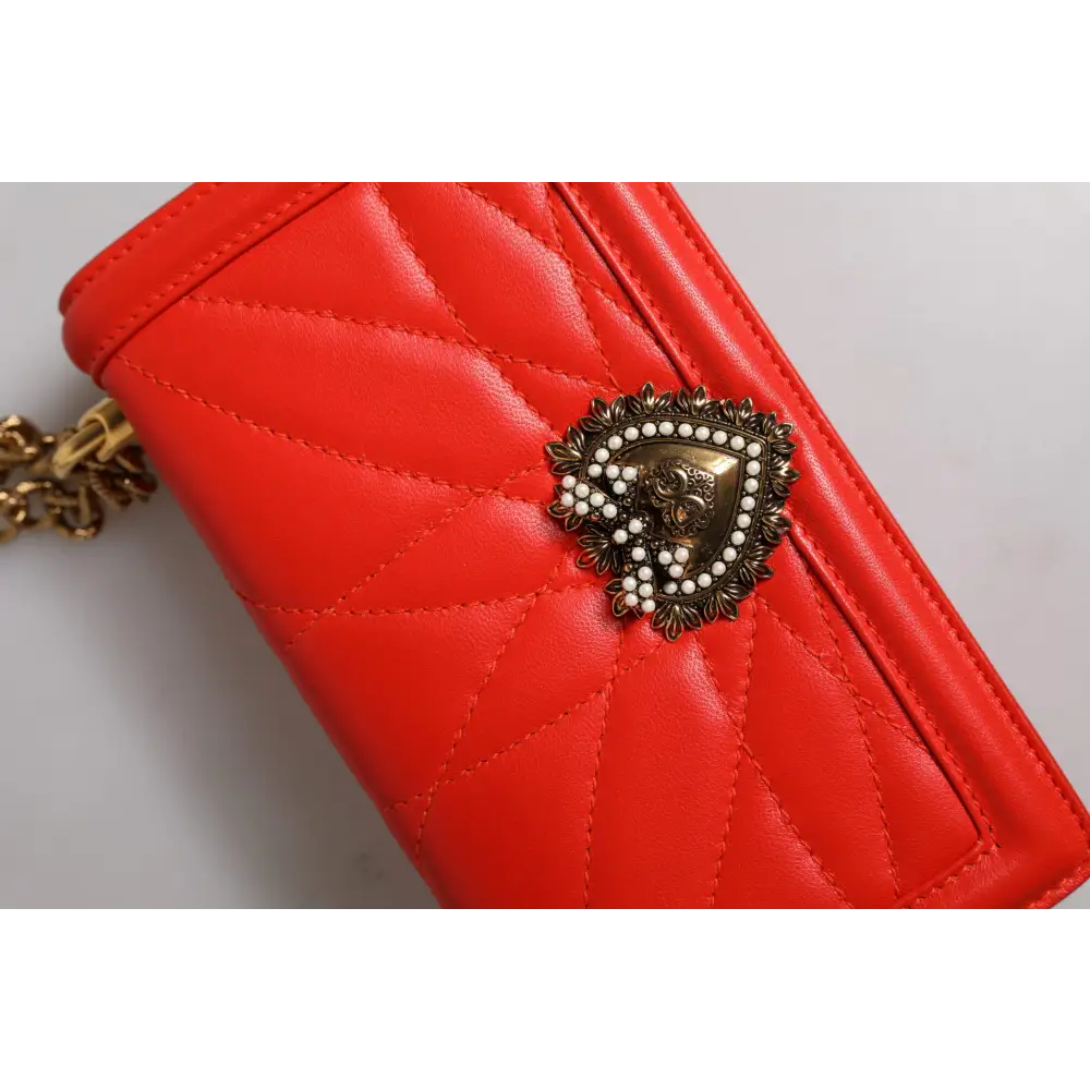 Dolce & Gabbana Rote gesteppte Devotion Crossbody Kette Telefon Hülle Tasche