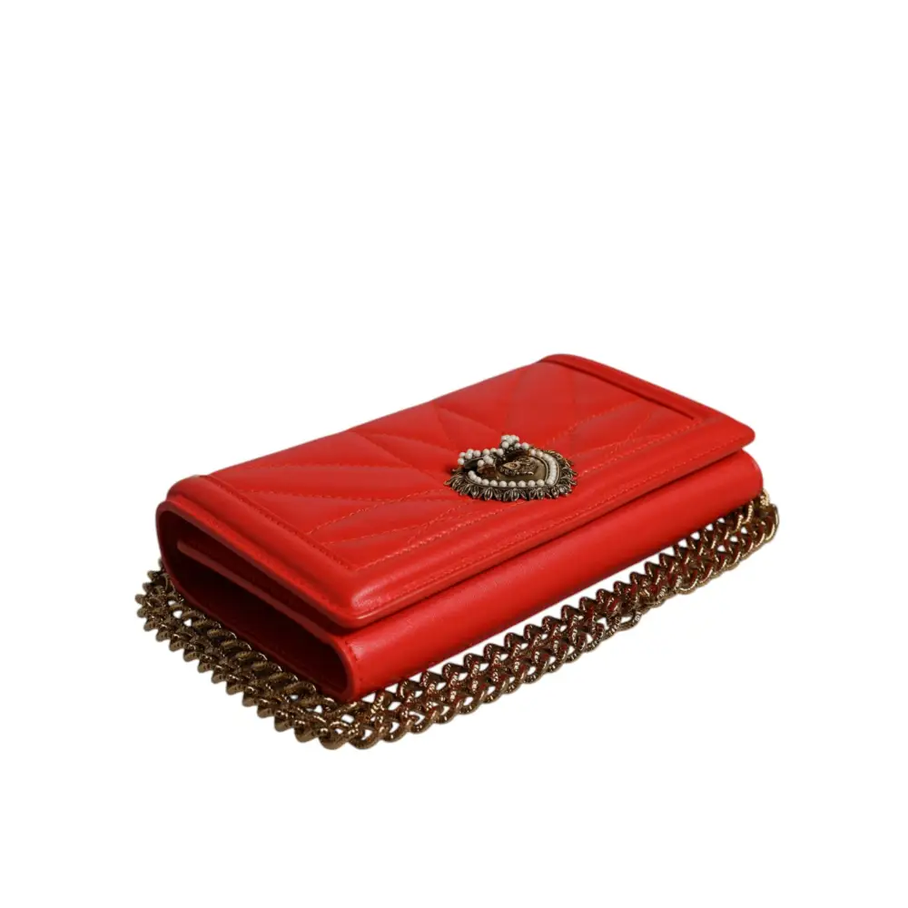 Dolce & Gabbana Rote gesteppte Devotion Crossbody Kette Telefon Hülle Tasche