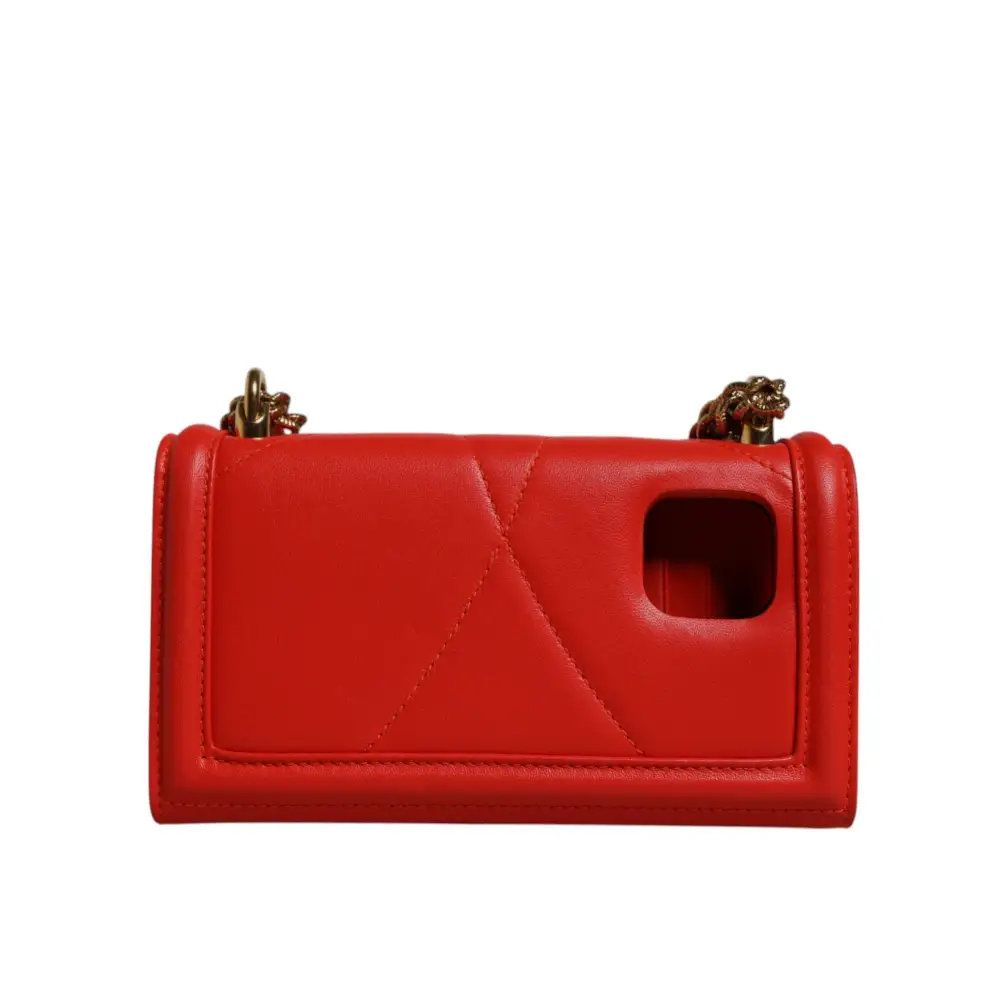 Dolce & Gabbana Rote gesteppte Devotion Crossbody Kette Telefon Hülle Tasche