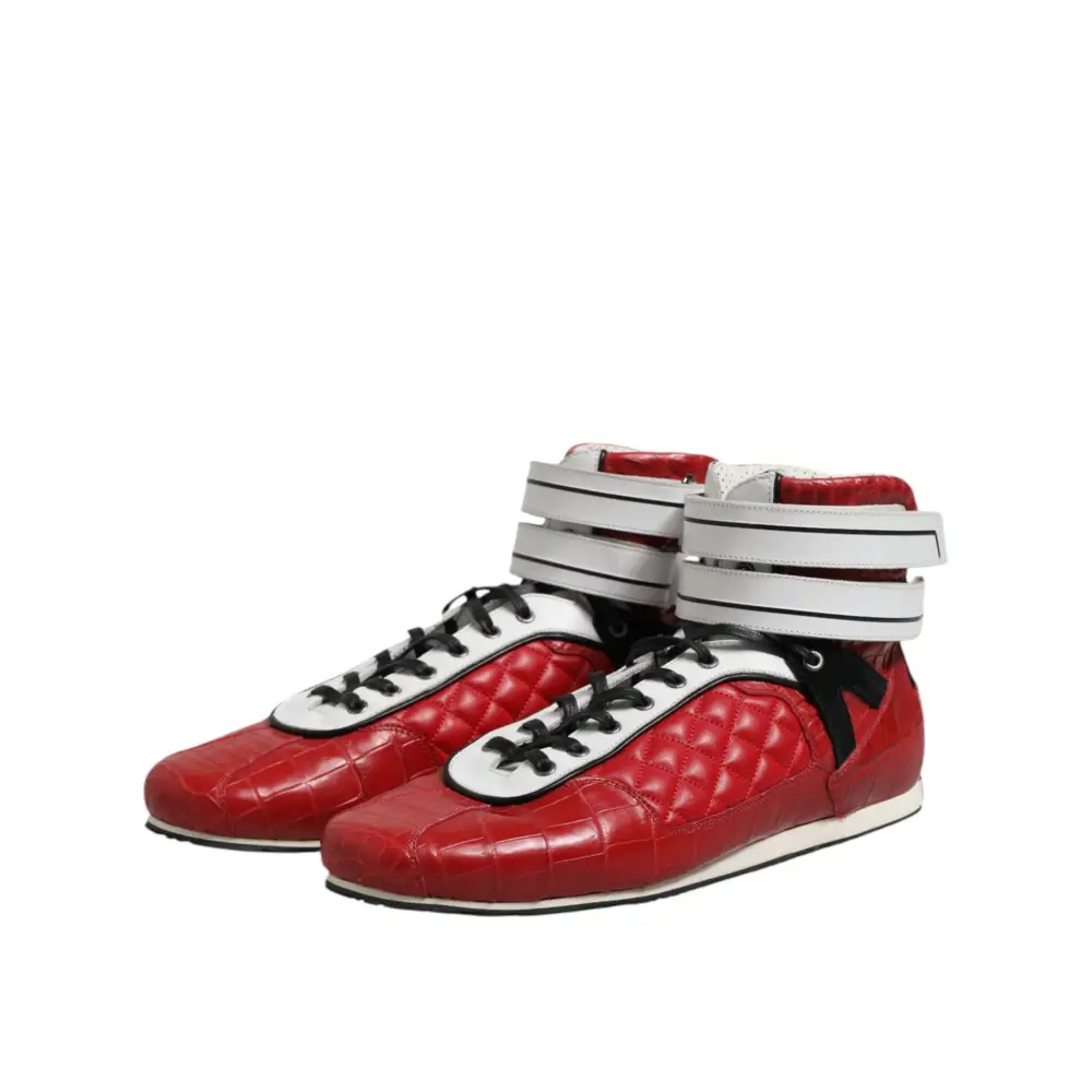 Dolce & Gabbana Rote gesteppte Leder Schnürschuhe Schuhe - EU44/US11