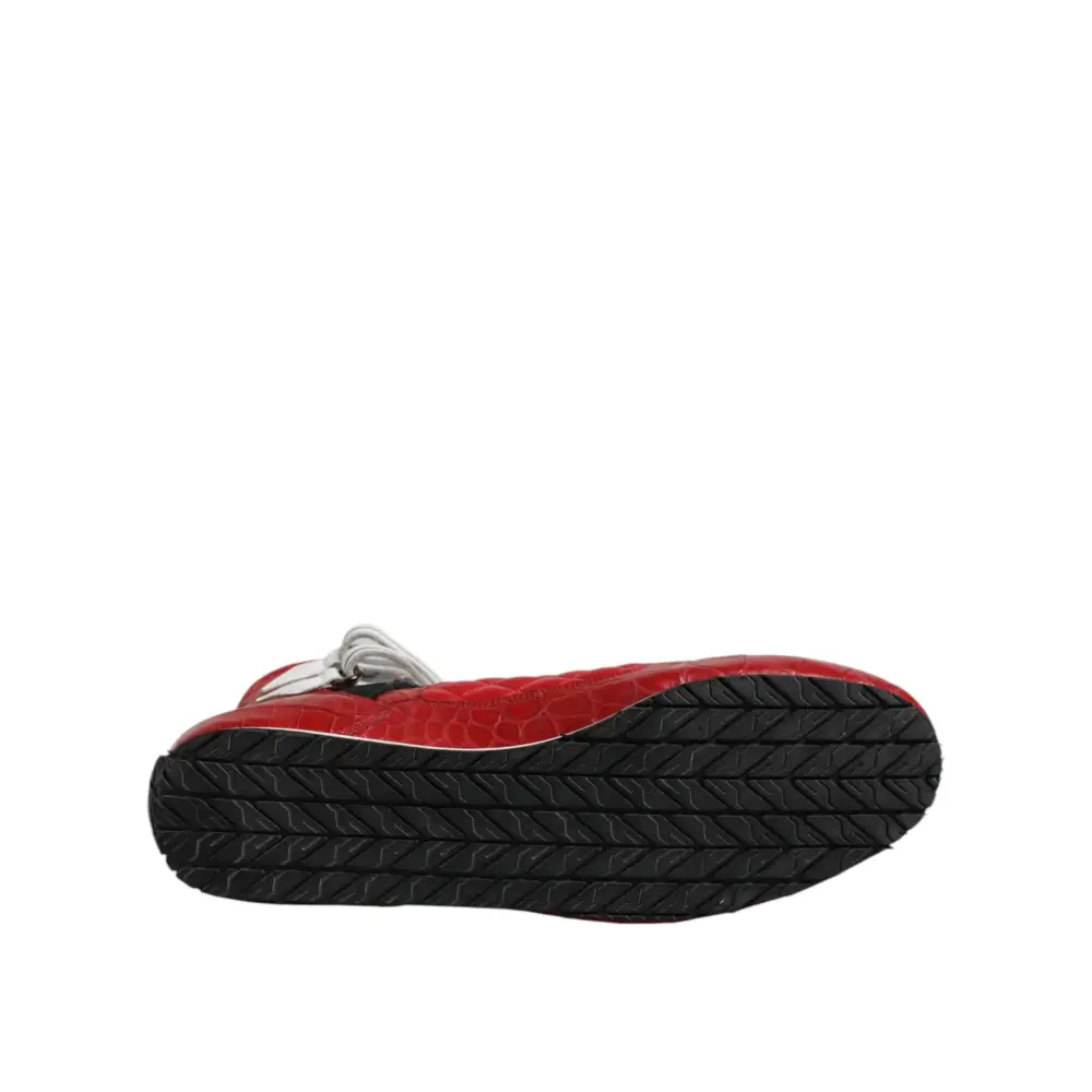 Dolce & Gabbana Rote gesteppte Leder Schnürschuhe Schuhe - EU44/US11