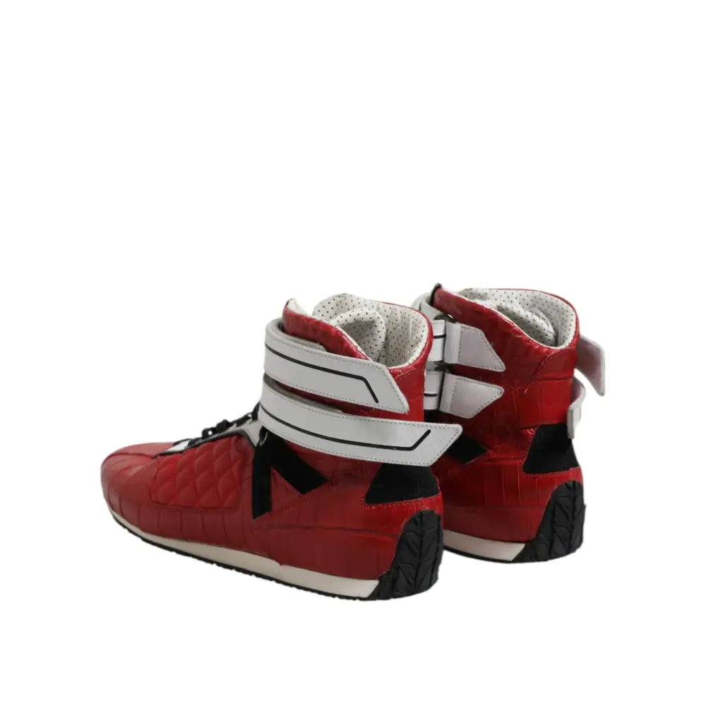 Dolce & Gabbana Rote gesteppte Leder Schnürschuhe Schuhe - EU44/US11