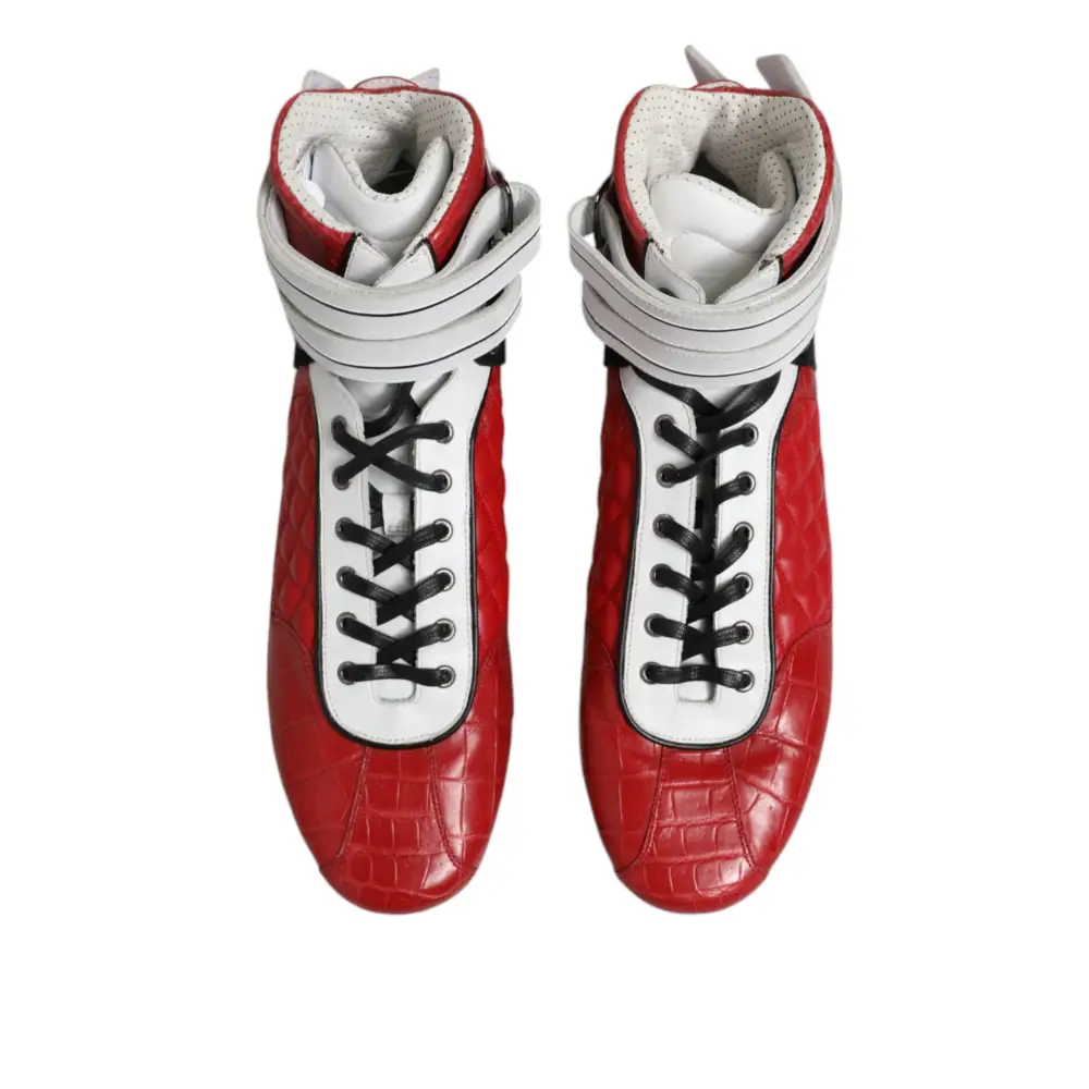 Dolce & Gabbana Rote gesteppte Leder Schnürschuhe Schuhe - EU44/US11