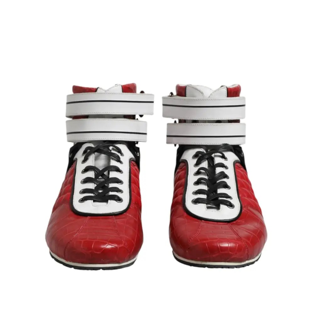 Dolce & Gabbana Rote gesteppte Leder Schnürschuhe Schuhe - EU44/US11