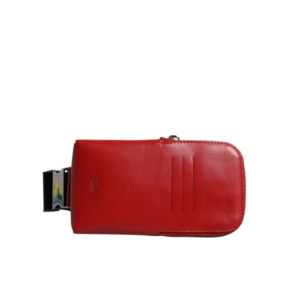 Dolce & Gabbana Rote Kalbsleder Logo Geldbörse Telefon Gürtel Gürteltasche
