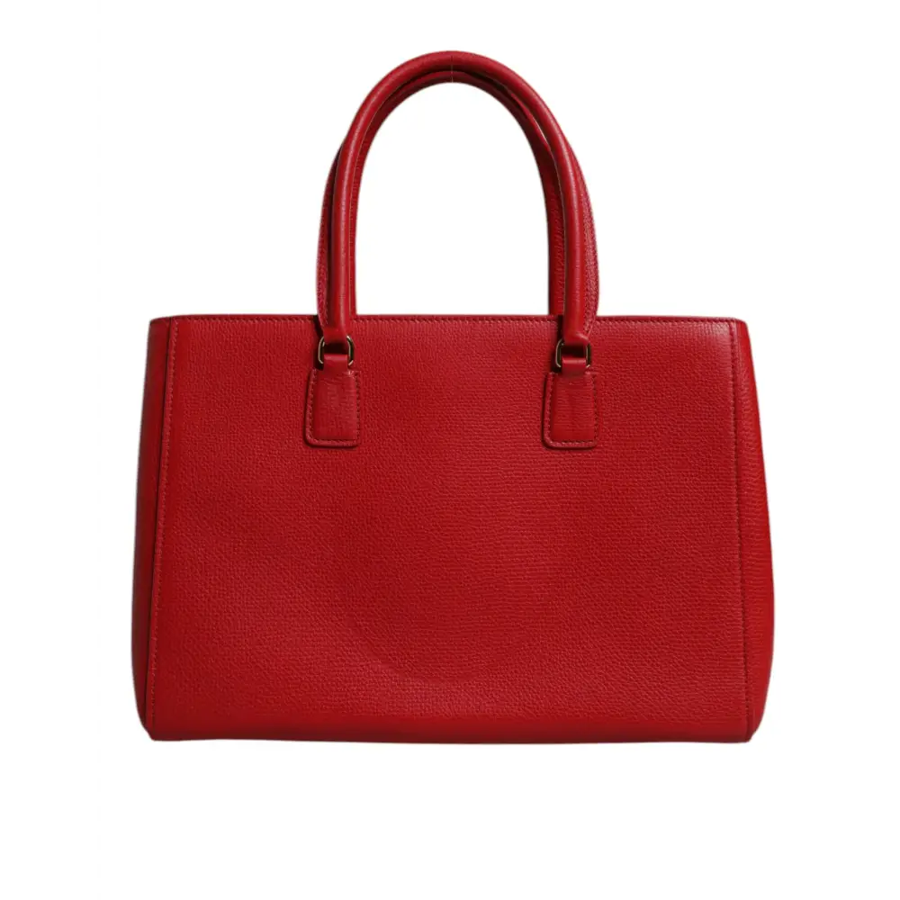 Dolce & Gabbana Rote Kalbsleder Tasche mit Logo-Plakette am oberen Griff