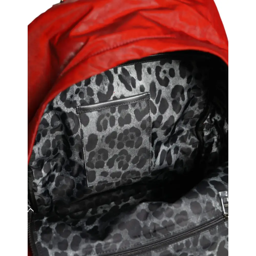 Dolce & Gabbana Rote Lackleder-Logo-Plakette Rucksack Tasche