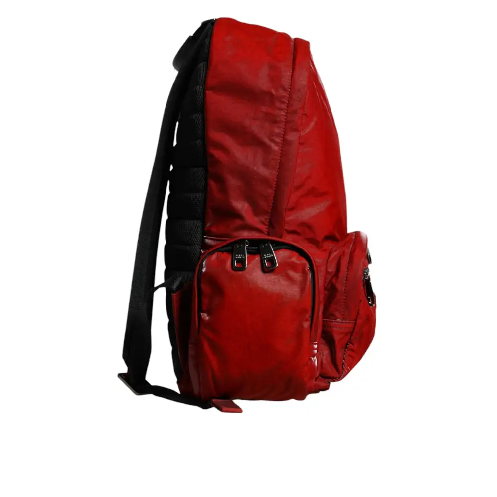 Dolce & Gabbana Rote Lackleder-Logo-Plakette Rucksack Tasche