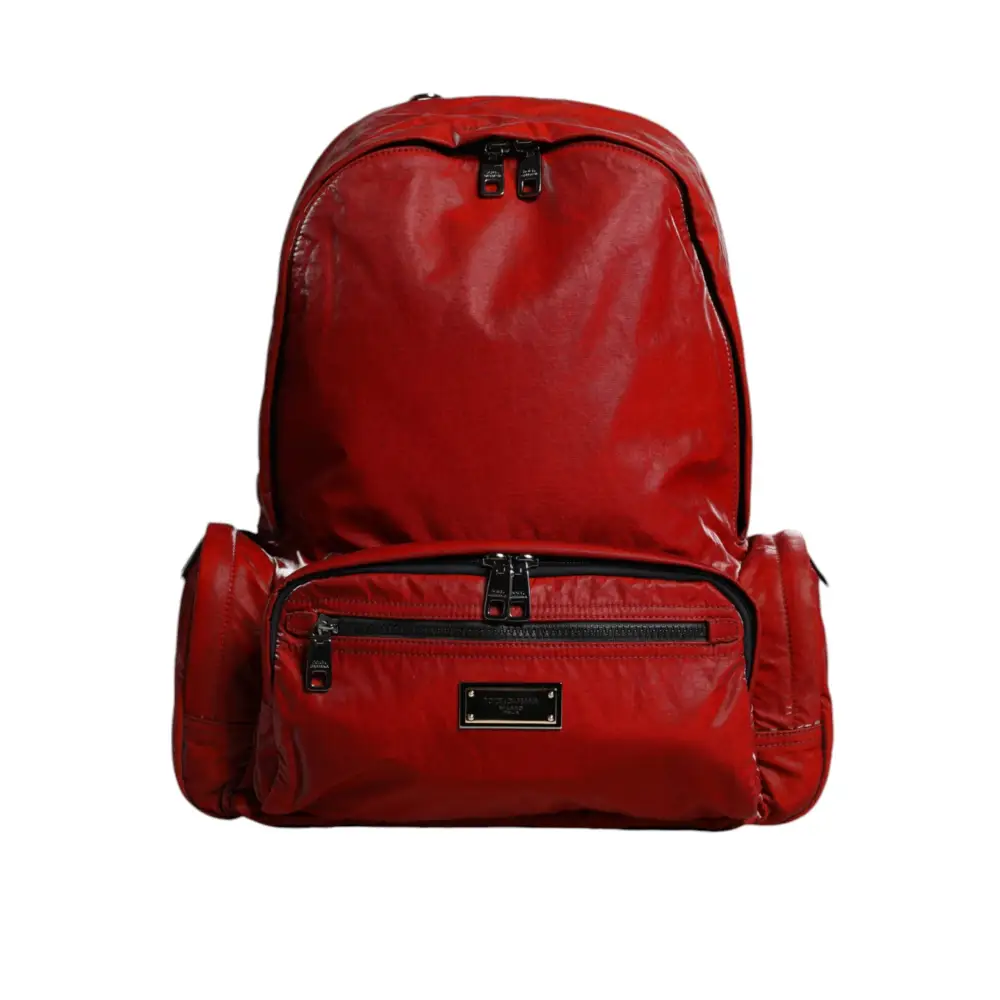 Dolce & Gabbana Rote Lackleder-Logo-Plakette Rucksack Tasche