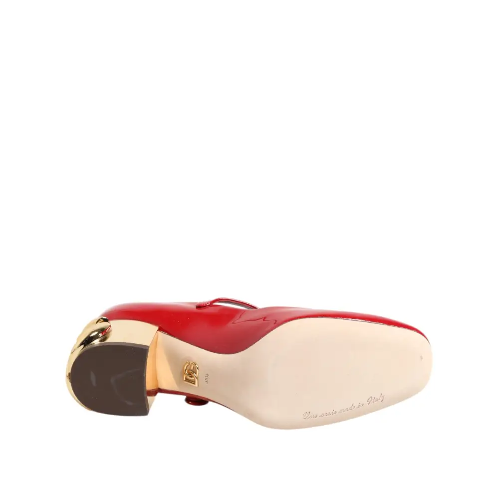 Dolce & Gabbana Rote Leder DG Logo Absätze Sandalen Schuhe - EU35.5/US5