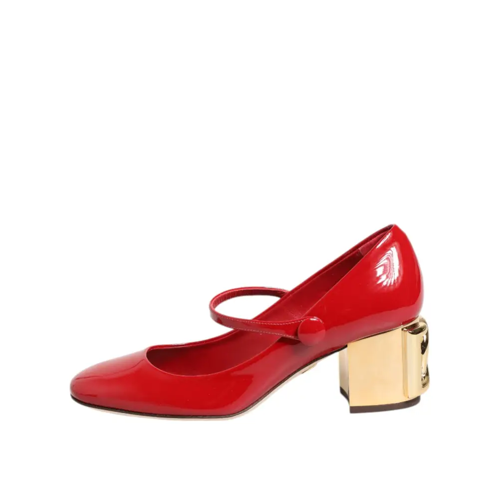 Dolce & Gabbana Rote Leder DG Logo Absätze Sandalen Schuhe - EU35.5/US5