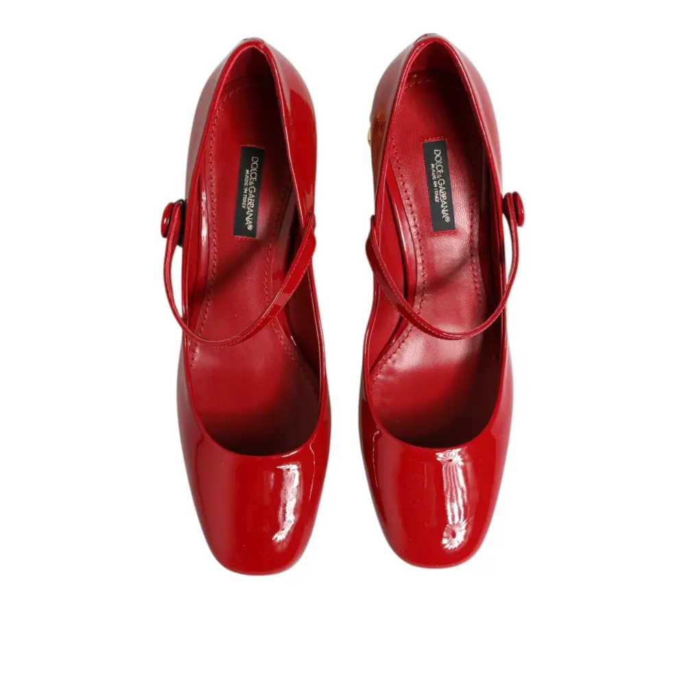 Dolce & Gabbana Rote Leder DG Logo Absätze Sandalen Schuhe - EU35.5/US5