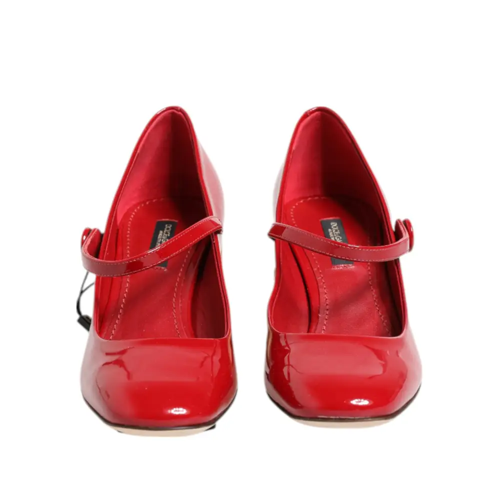 Dolce & Gabbana Rote Leder DG Logo Absätze Sandalen Schuhe - EU35.5/US5