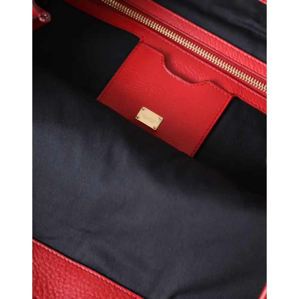 Dolce & Gabbana Rote Leder #DGFamily Patch Einkaufstasche