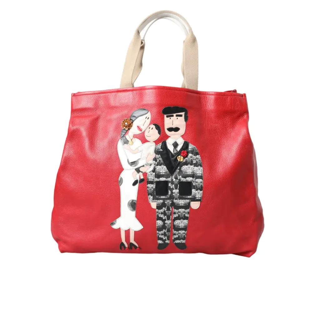 Dolce & Gabbana Rote Leder #DGFamily Patch Einkaufstasche