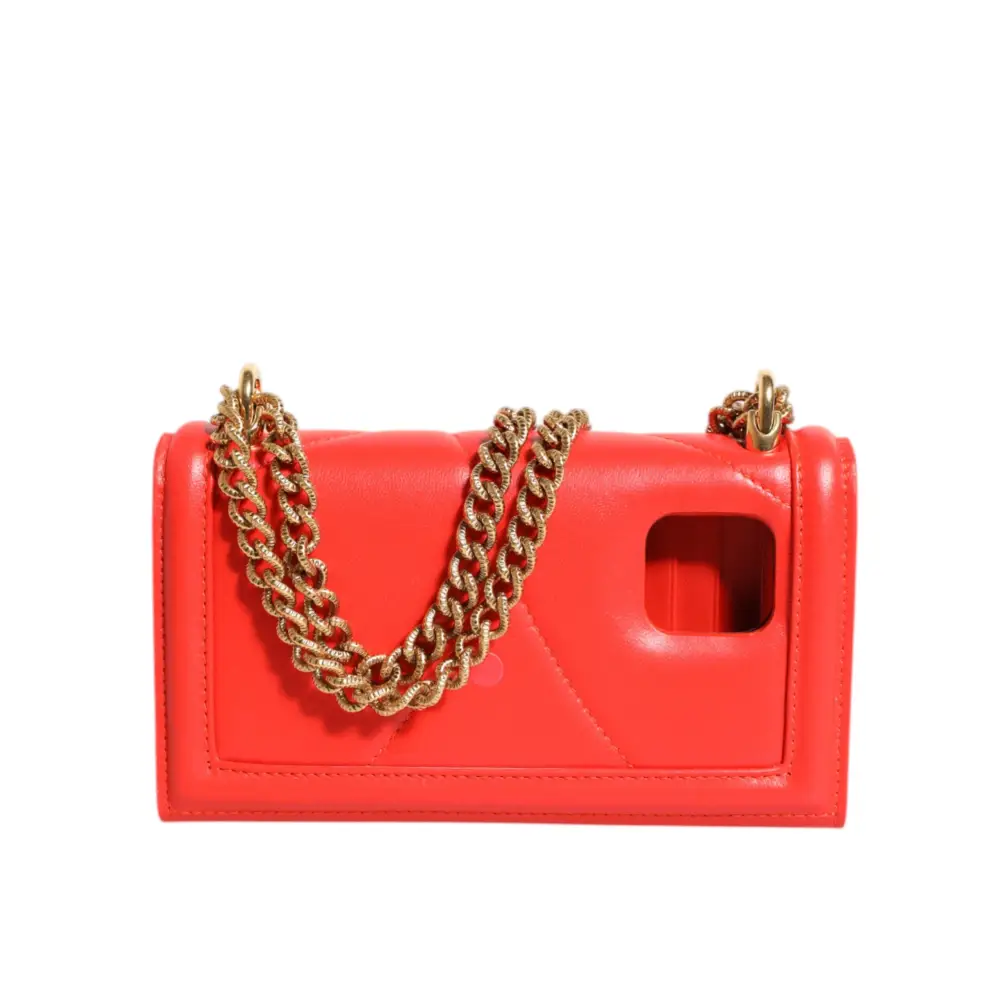 Dolce & Gabbana Rote Leder gesteppte Hingabe Crossbody Handyhülle Tasche