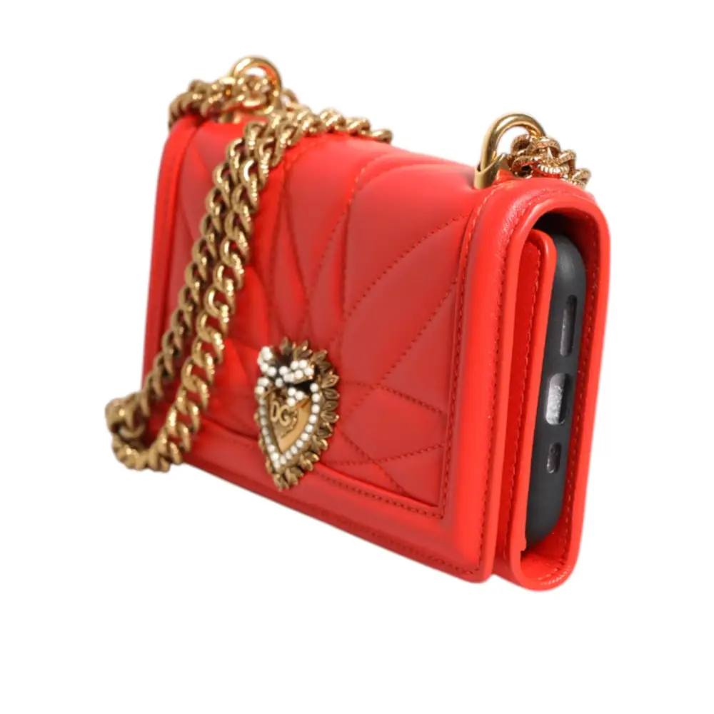Dolce & Gabbana Rote Leder gesteppte Hingabe Crossbody Handyhülle Tasche