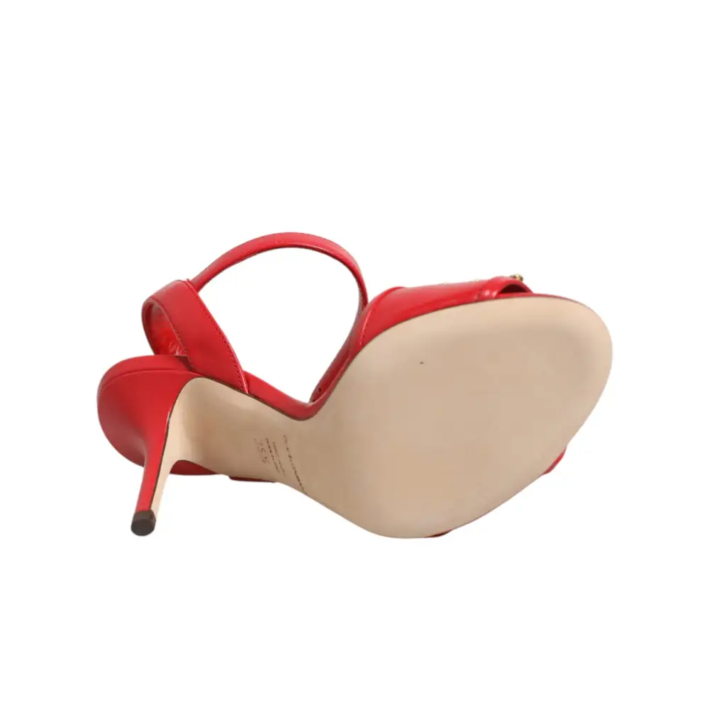 Dolce & Gabbana Rote Leder-Sandalen mit DG AMORE-Absatz - EU35.5/US5