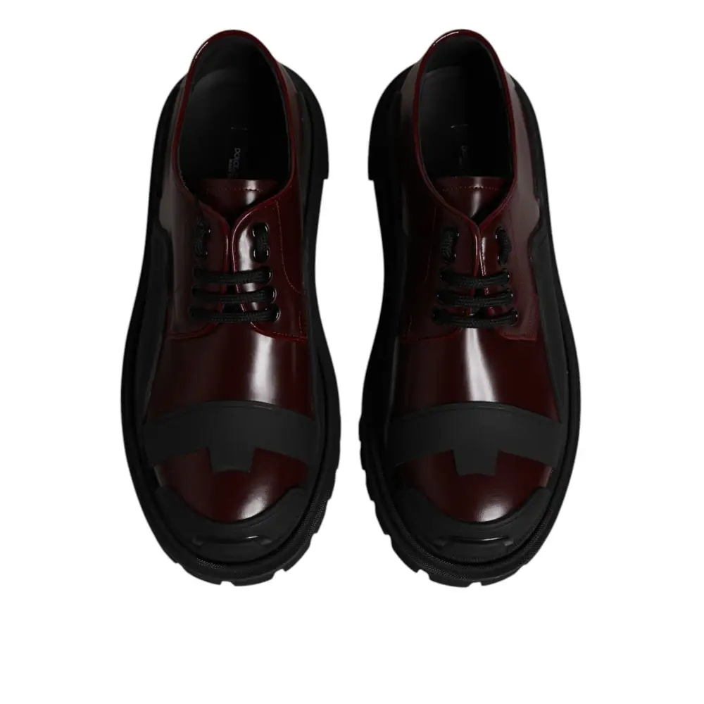 Dolce & Gabbana Rote Leder-Schnürschuhe für Trekking-Anzüge - EU39/US6