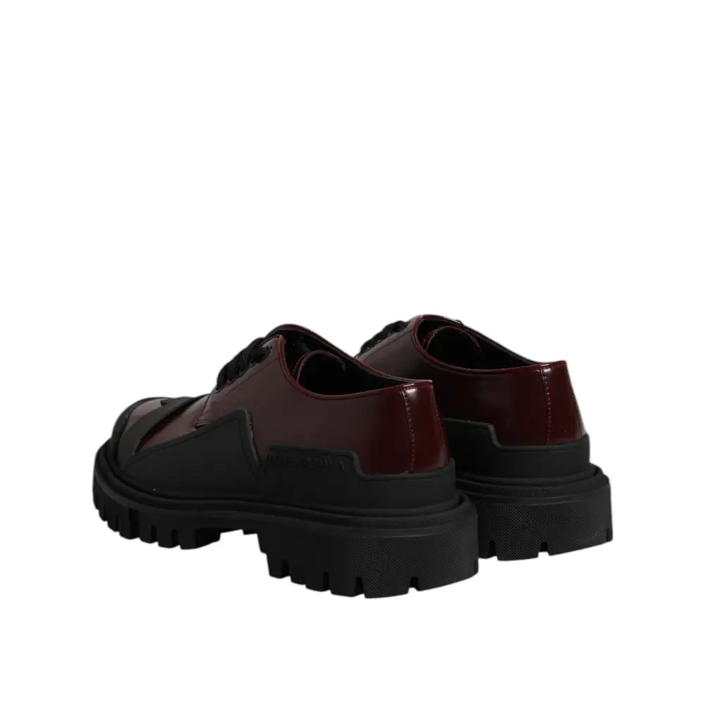 Dolce & Gabbana Rote Leder-Schnürschuhe für Trekking-Anzüge - EU39/US6