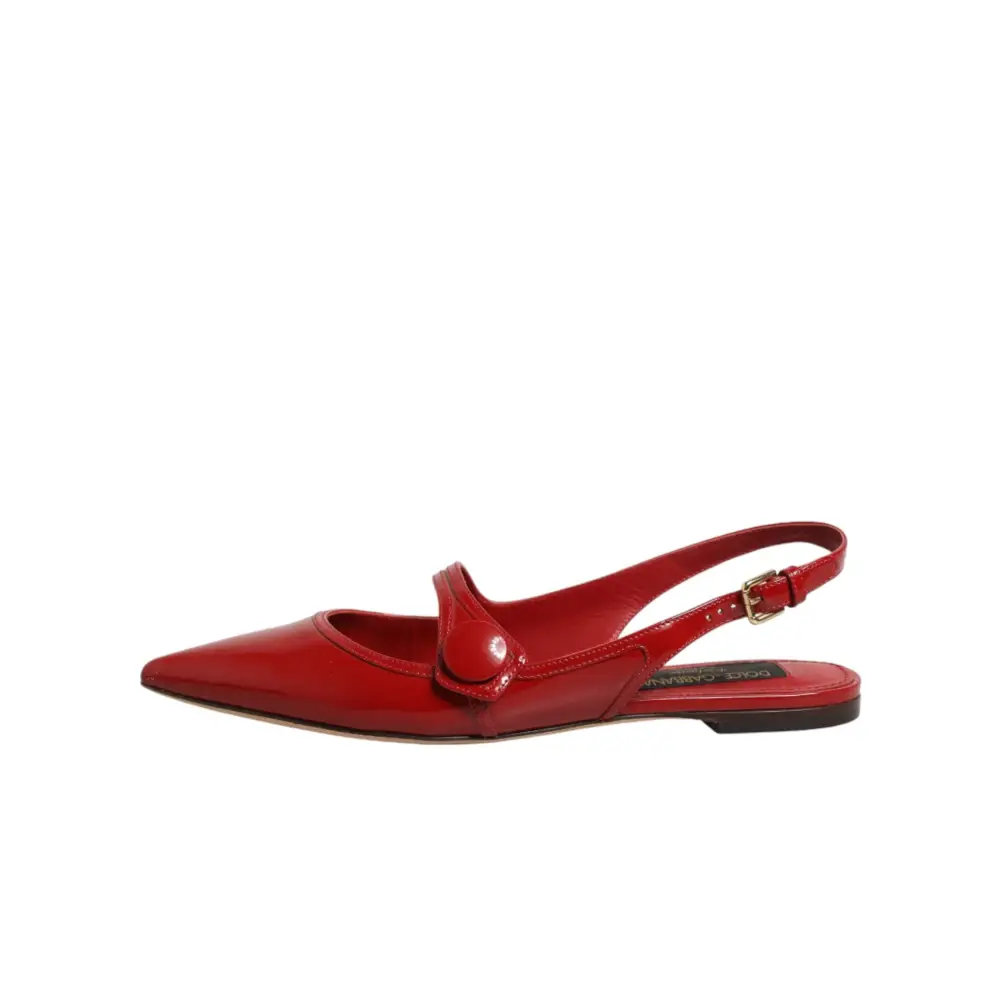 Dolce & Gabbana Rote Leder-Slingback-Ballerinas - EU37/US6.5
