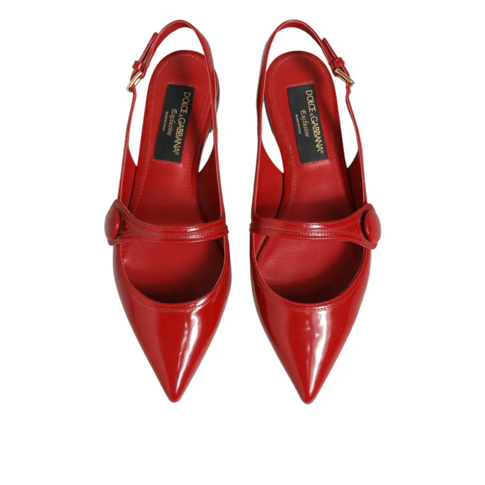 Dolce & Gabbana Rote Leder-Slingback-Ballerinas - EU37/US6.5