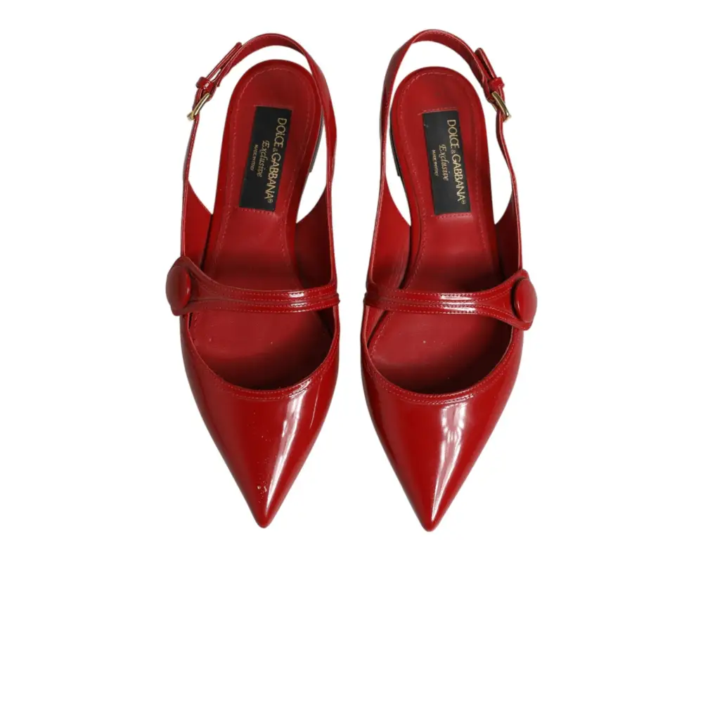 Dolce & Gabbana Rote Leder-Slingback-Ballerinas - EU37/US6.5