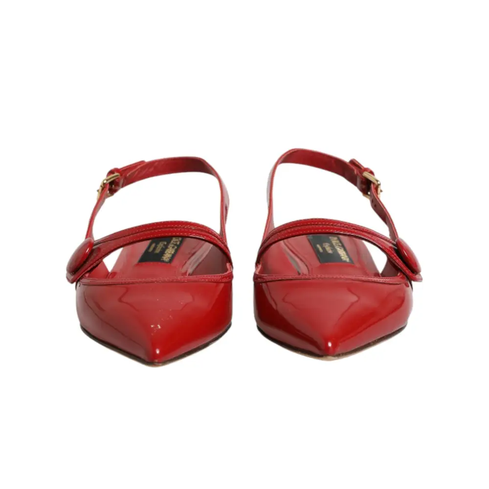 Dolce & Gabbana Rote Leder-Slingback-Ballerinas - EU37/US6.5