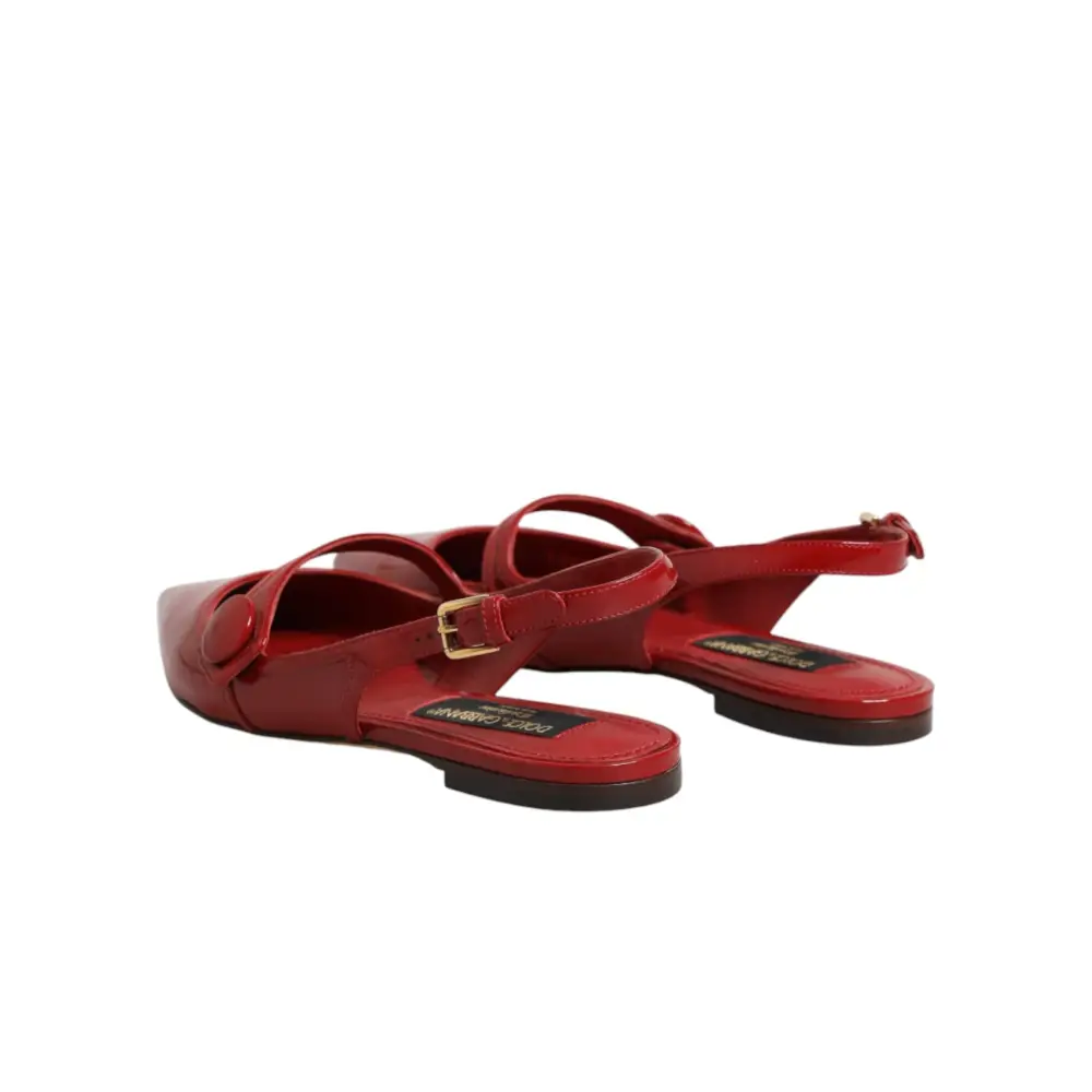 Dolce & Gabbana Rote Leder-Slingback-Ballerinas - EU37/US6.5