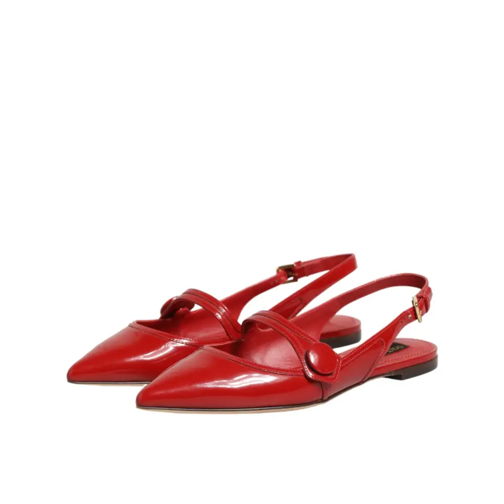 Dolce & Gabbana Rote Leder-Slingback-Ballerinas - EU37/US6.5
