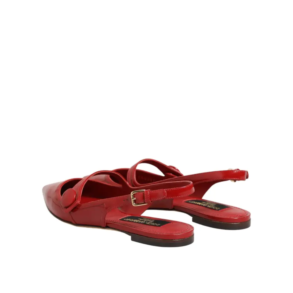 Dolce & Gabbana Rote Leder-Slingback-Ballerinas - EU37/US6.5