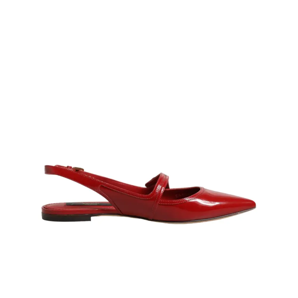 Dolce & Gabbana Rote Leder-Slingback-Ballerinas - EU37/US6.5