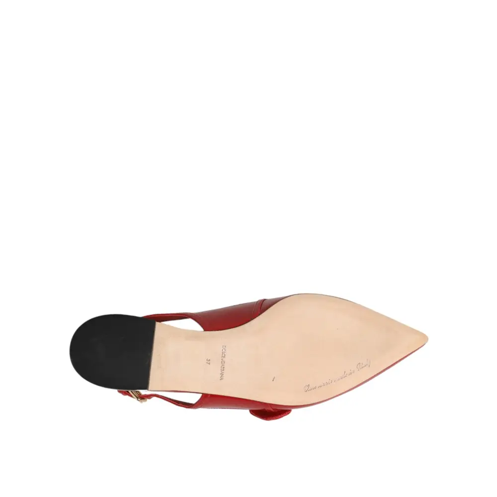 Dolce & Gabbana Rote Leder-Slingback-Ballerinas - EU37/US6.5