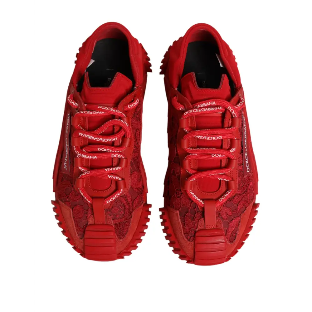 Dolce & Gabbana Rote Logo-Schnürschuhe NS1 Sneakers - EU37.5/US7